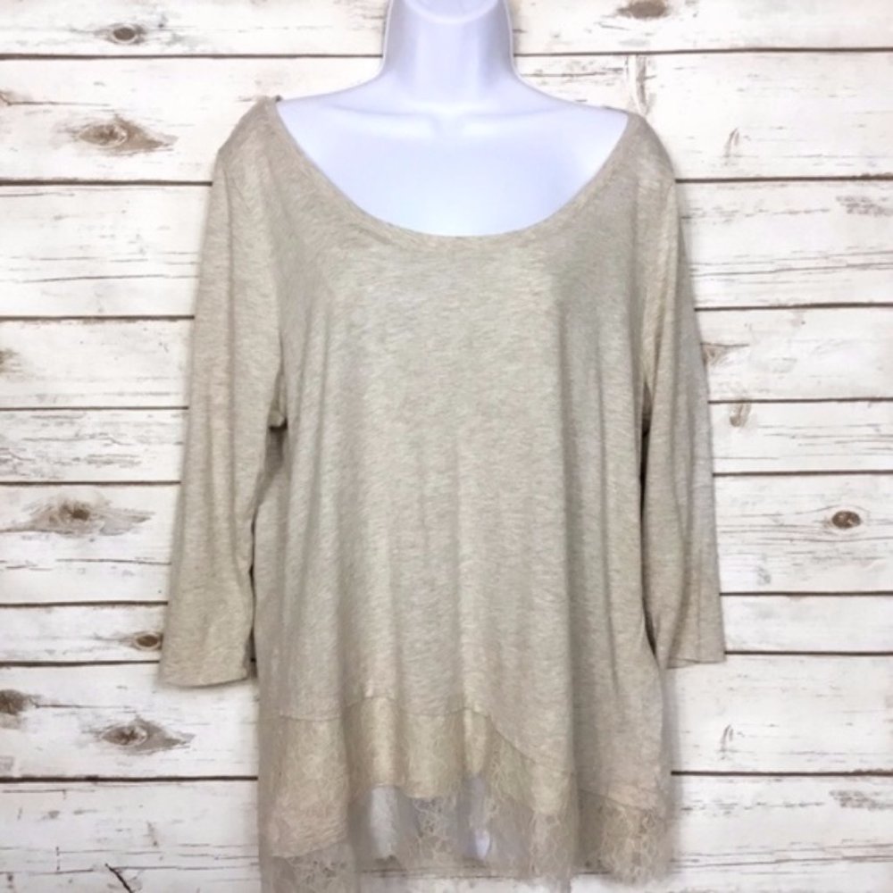 Lane Bryant Cream Tunic Top with Lace Detail 14/16